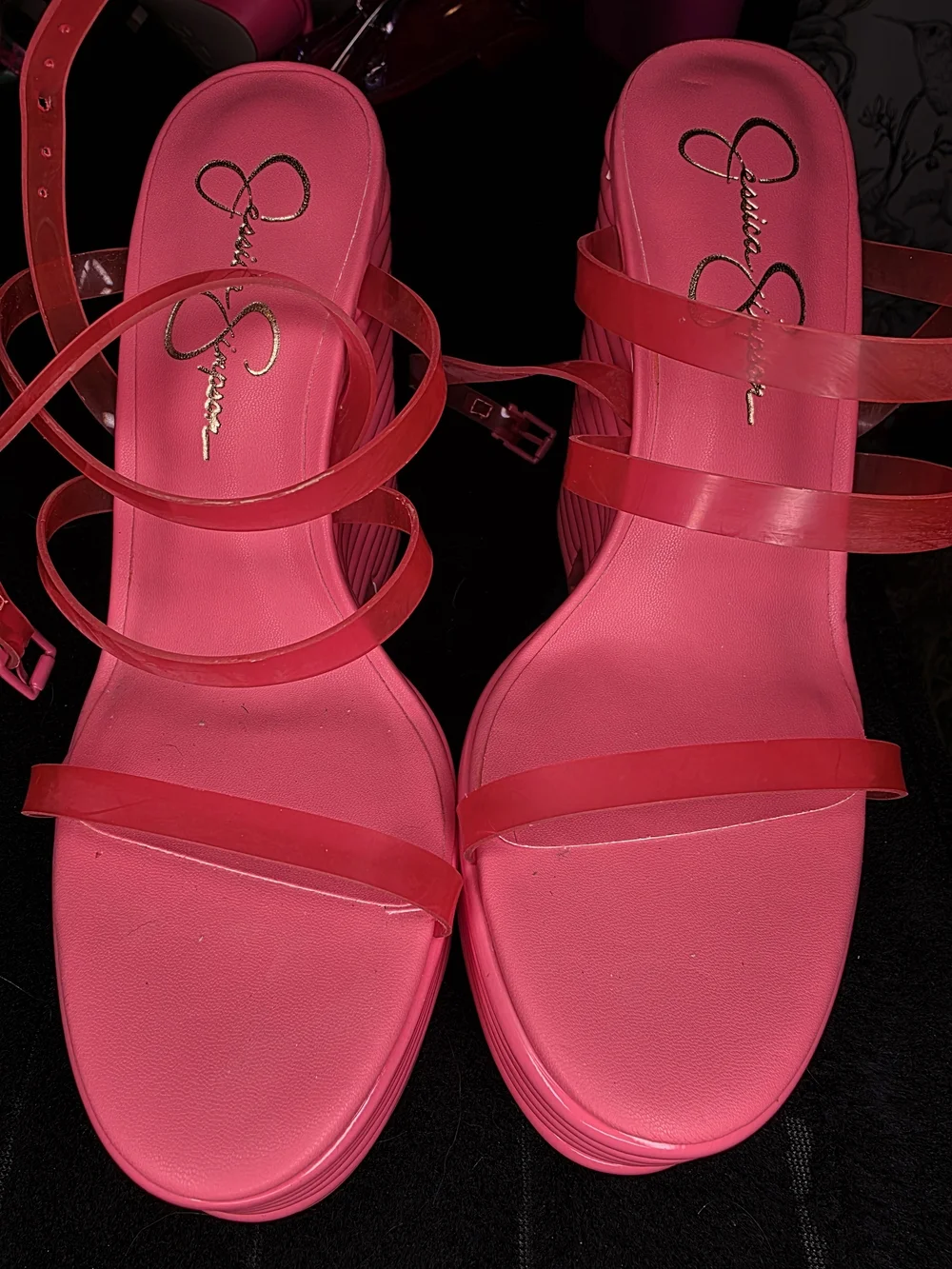 Jessica Simpson Neon Pink Platform Wedge Sandals